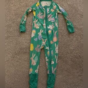 Little Sleepies EASTER Green Bunny Print Footie Pajamas